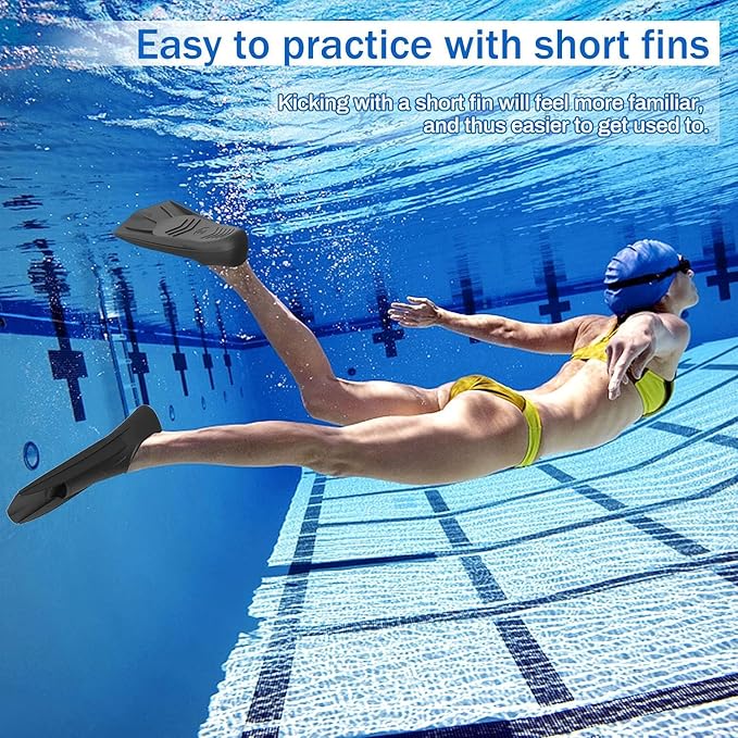 Gintenco Swim Fins, Kids Swim Training Fins for Lap Swimming, Travel Size Flippers with Mesh Bag, Silicone Swimming Fins for Kids Teens Adults Women Men