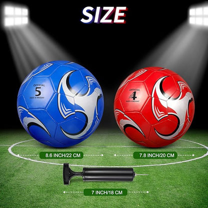 HyDren 4 Pack Soccer Ball with Pump Official Size 4/5 Deflated Soccer Balls Bulk for Outdoor Indoor Practice Training Sport Gift for Kids Boys Teen Youth Adult