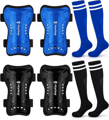Kids Soccer Shin Guards and Socks Toddler Soccer Shin Pads Protective Defender Gear for 3-15 Years Old Youth Boys Girls