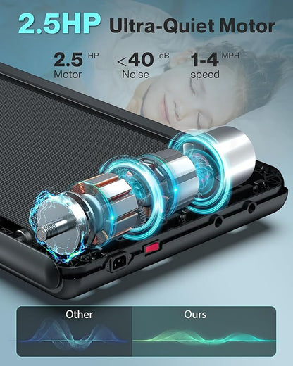 COZYINN 10% Incline Walking Pad - 2.5HP 4MPH/7.6MPH 265/340+lb Capacity Treadmills for Home, Portable Foldable Adjustable Incline Treadmill with Wide Running Area, Mute Control, Works with KINOMAP