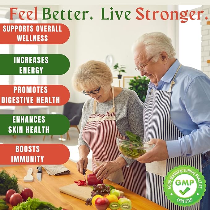 Fruit and Veggies Supplement Capsules | Fruit and Vegetables Capsules Vitamins Maintain Natural Balance,Fruits and Vegetables Supplements Supports for Energy Levels,Non-GMO-90 Count(Pack of 6)