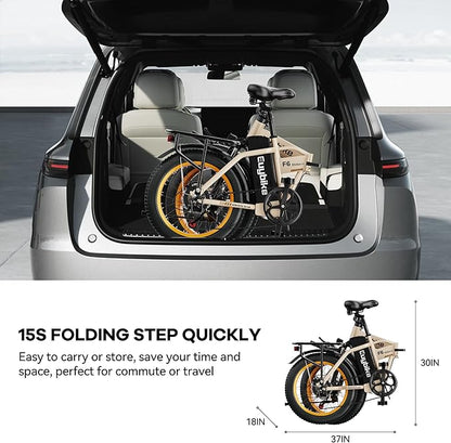 Foldable Electric Bike for Adults, 30+MPH, 48V 20Ah Removable Lithium Battery up to 80Miles, 20" Fat Tire 1000W Peak Motor Dirt Ebike Adult Electric Bicycle for Commute Beach Mountain E Bike