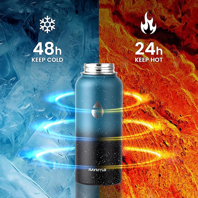 32oz Insulated Water Bottle, Triple Wall Vacuum Stainless Steel Water Bottles - Keeps Cold 48H, Reusable Metal water flask Jug for Gym, Sports, Camping, Hiking,Travel, Midnight Blue Speckle