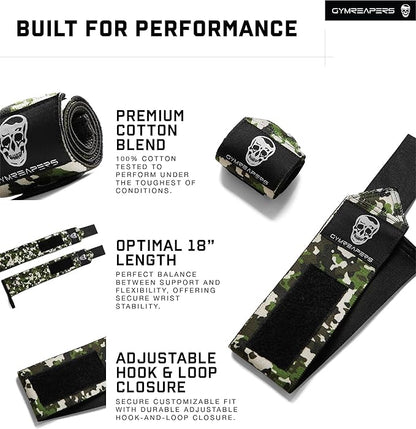 Gymreapers Weightlifting Wrist Wraps (IPF Approved) 18" Professional Quality Wrist Support with Heavy Duty Thumb Loop - Best Wrap for Powerlifting Competition, Strength Training, Bodybuilding