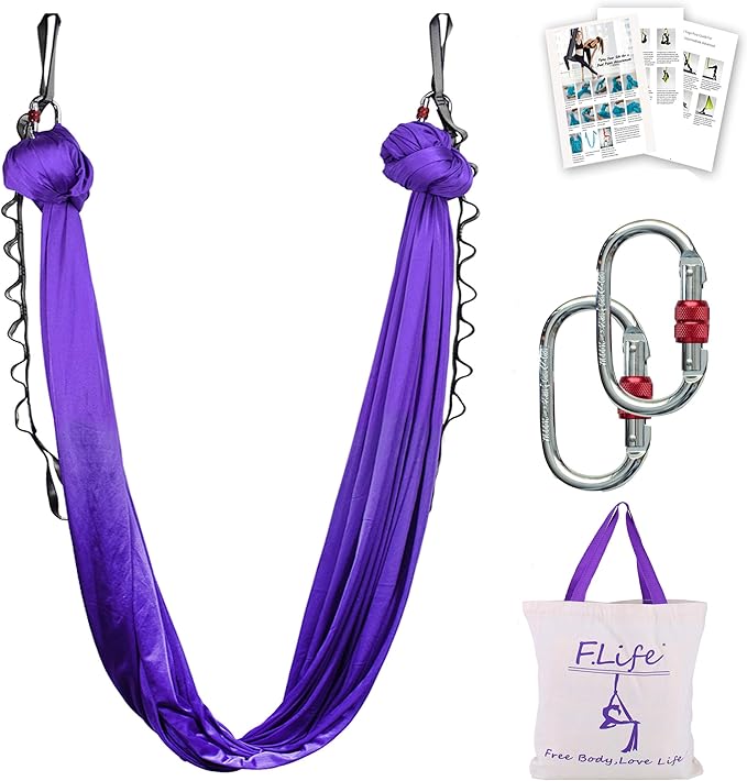 F.Life Aerial Silk Yoga Hammock & Swing for yoga Inversion,Strength training,starter hardware kit