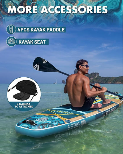 11'6"x35" Inflatable Paddle Board, 450lbs Extra Wide Stand Up Sup Board for Adults, Blow Up Paddleboard Kayak Non-Slip Stable Deck Boat for Yoga Fishing Surf