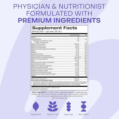 Healthycell Bioactive Daily Liquid Multivitamin for Men & Women – 20+ Essential Vitamins, Minerals & Antioxidants for Brain, Heart, Immune Support, Skin & Hair Support - 14 Gel Packs