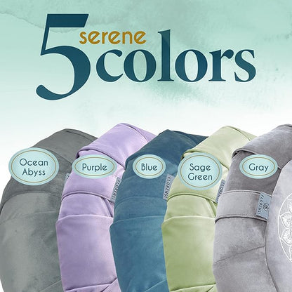 Florensi Meditation Cushion - Comfortable Floor Pillow - Traditional Tibetan Meditation Pillow with Beautiful Velvet Cover - Large Floor Cushion Seating for Adults - Premium Yoga Buckwheat Bolster