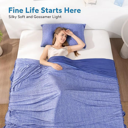 HOMFINE Cooling Blankets for Hot Sleepers - Summer Blanket Thin Lightweight Breathable Soft Double Side Enhanced Cooling for Bed Couch Sofa, Keep Cool for Night Sweats (Dark Blue, 60 x 80 inches)