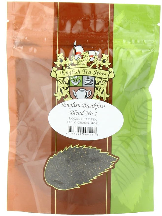 English Breakfast Blend No. 1 | Fine Cut Loose Leaf | Bold & Malty Assam-Kenyan Mix | Strong Morning Brew in Resealable 4oz Pouch | Quick Steep | Great Hot or Iced