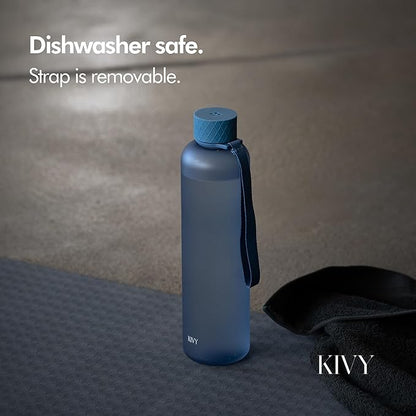 KIVY Slim Water Bottle 32oz [Lightweight & Shatterproof] Fits Backpack & Cupholder for Travel, Sports, School - Blue water bottle no straw - Cute aesthetic water bottles screw top - Dishwasher Safe