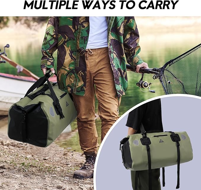 Haimont Waterproof Duffel Bag Roll-top Dry Duffel Bag with Quick-fixed Straps for Motorcycling, Rafting, Boating, SUP, Kayaking, Travel, 50L/70L