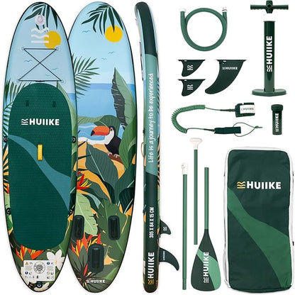 Inflatable Paddle Board for Adults with Accessories Included, Oar, Fins, Pump. Stand Up Paddleboard Great Stability and Resistance. 10’ x 33" x 5.9", Maximum Load 286 lb
