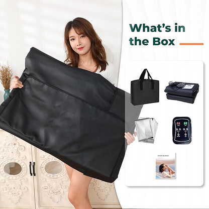 Infrared Sauna Blanket for Home | Portable Far Infrared Sauna Bag for Detox, Weight Loss & Relaxation, Dry Heat Therapy, Personal At-Home Wraps with Adjustable Temp 95-185°F. 110V 500 Watts, 71" x 36"