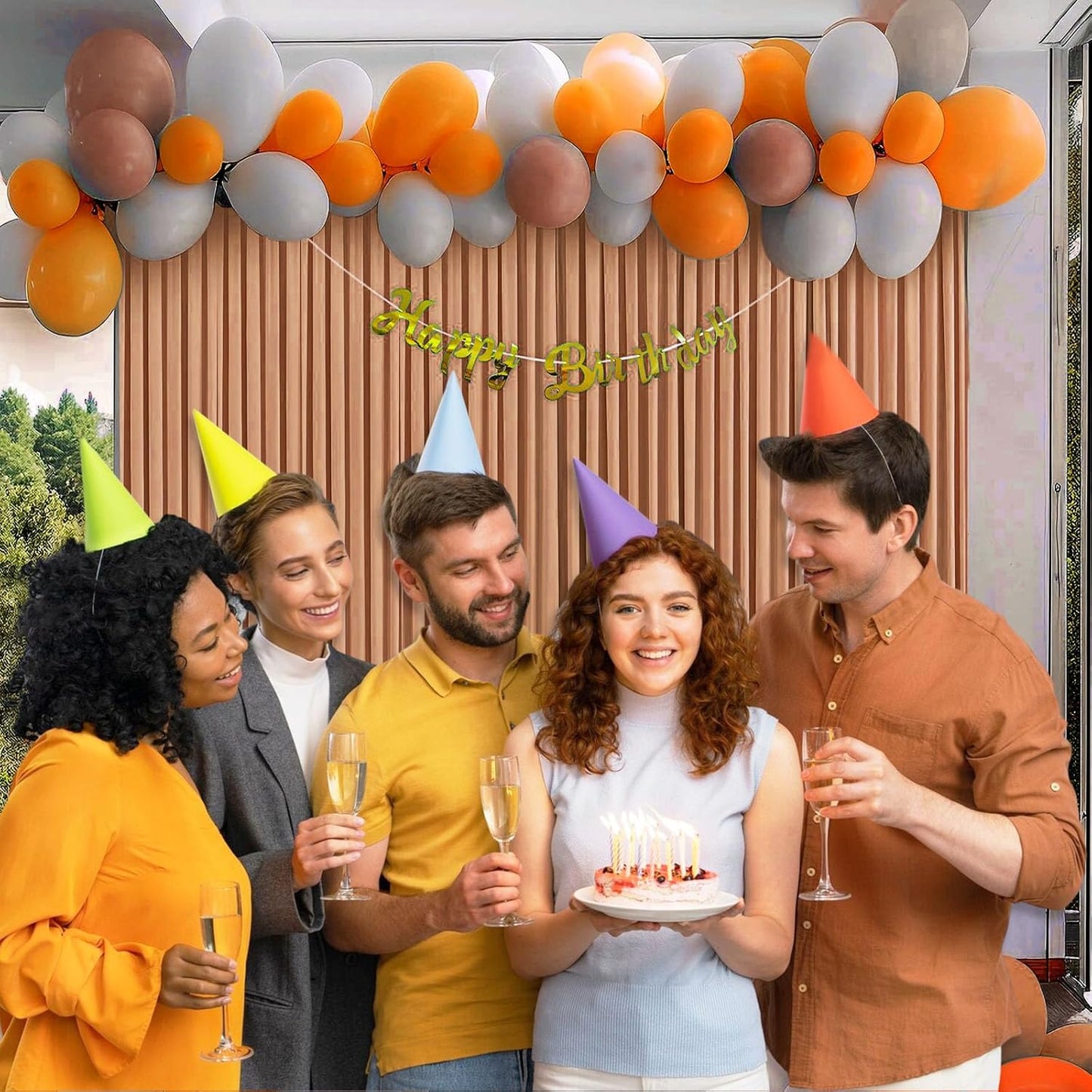 10 x 10 Feet Khaki Backdrop Curtain for Partie, Background Curtains for Photoshoot, Birthday, Wedding, Halloween, Thanksgiving, Christmas Day, New Year Party Decorations 5Ft x 10Ft, 2 Panels