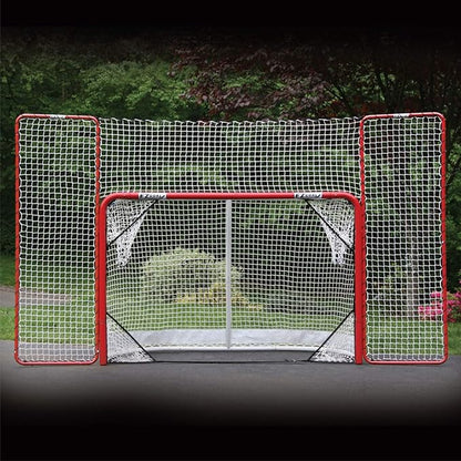 EZGoal Hockey Folding Pro Goal with Backstop and Targets, 2-Inch, Red/White