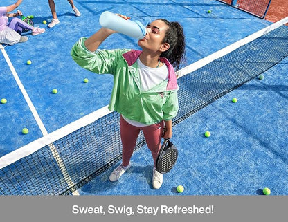 26 oz Insulated Water Bottle with 2-in-1 Straw and Spout Lid, Keep Cold 24H, Leak-Proof, Fits in Car Cup Holder, Stainless Steel Water Bottle for Sports, Travel, Gym, and School (Swamp Doodle)