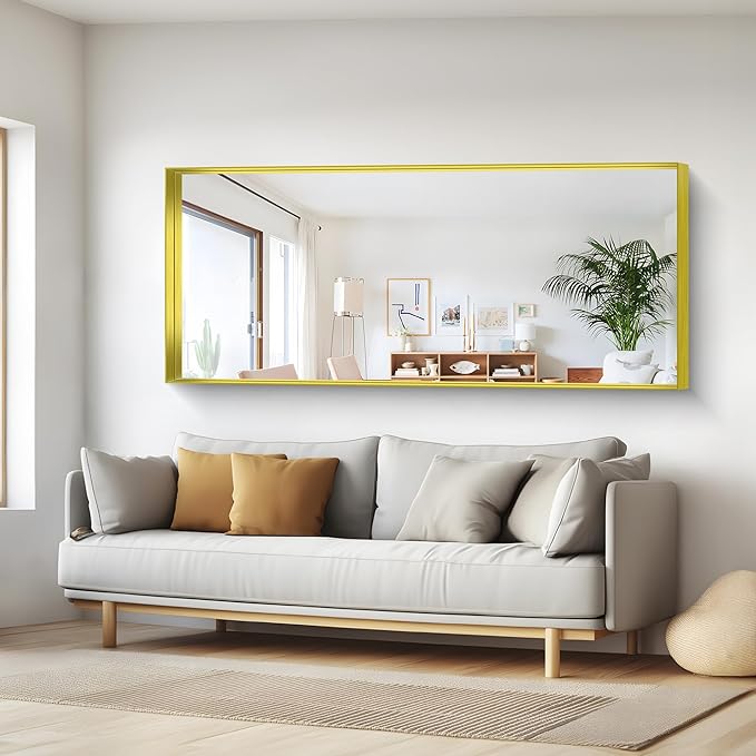 Gold Bathroom Mirror, 72x30 Inch Rectangular Framed Mirror, Large Wall Mounted Bathroom Vanity Mirror Over Sink for Bedroom,Restroom, Living Room, Hangs Vertically or Horizontally