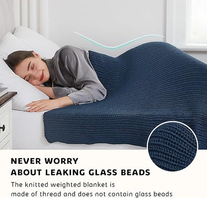 L'AGRATY Knitted Weighted Blanket - 48"x72" 15lbs Cooling Chunky Knit Heavy Blanket for Adults Braided Crochet Throw Thick Cable Yarn Knit Decorative No Beads Evenly Weighted Machine Washable