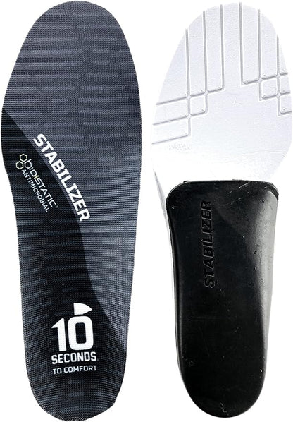 10 Seconds Stabilizer Insole, Medium Corrective Arch, Soft Support, Designed for Instability and Low-Profile Footwear, Deep Heel Cup, Anti Odor and Blister Topper (M 9.5/10.5, W12)
