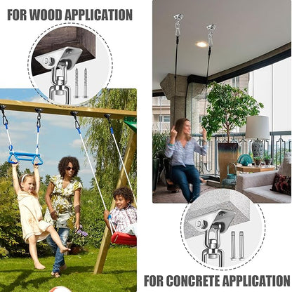 2 Pack Hammock Hanging Kit, Hanging Chair Hardware 360°Rotating Hammock Hooks Heavy Duty, Hammock Chair Hanging Kit & Swing Ceiling Hook Snap for Hammock Chair,Heavy Bag,Seat,Yoga,Gym,1200 lb Capacity