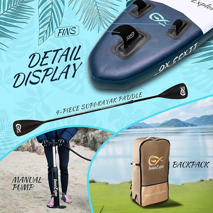 InnoExpo 11' Inflatable Stand Up Paddle Boards with Premium Accessories, Wide Stable SUP Paddle Board Design, Non-Slip Comfort Deck for Youth & Adults