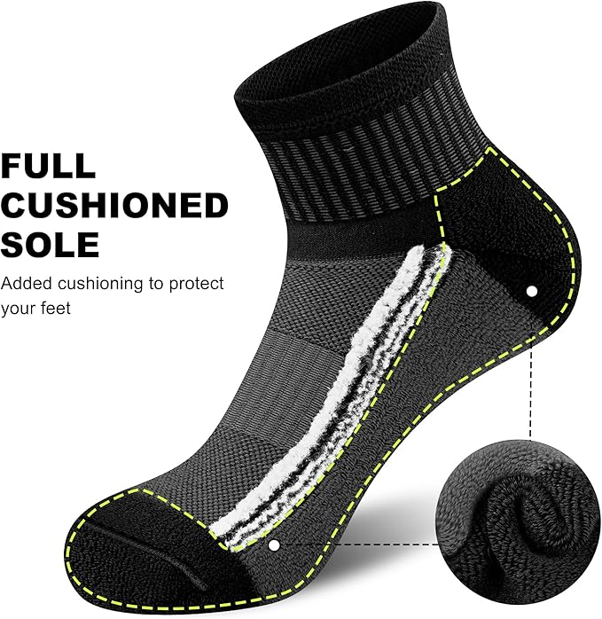 Gonii men ankle socks for men athletic running Cushion Quarter Socks 5 Pairs