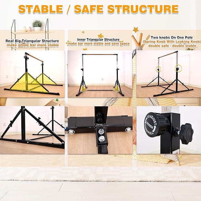 4FT/5FT Gymnastic Bar Set Gymnastics Horizontal Bar Gymnastics Kip Bar for Kids Home Use