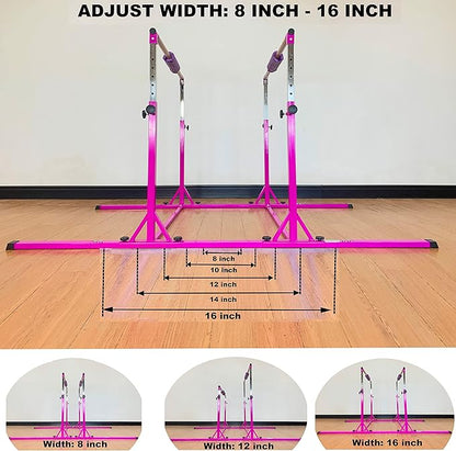 Gymnastics Double Horizontal Bars 3Play Parallel Bars Uneven Bars Gymnastics Training Kip Bar with 304 Stainless Steel Regulating Arms & Fiberglass Rail for Indoor Outdoor Home Club Use