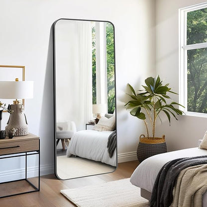 FORBATH Large Bathroom Mirror 72x30 Inches, Black Oversized Wall Mirror for 2 Sinks Aluminum Frame Wall Mounted Rounded Corner Morndern Mirror for Bathroom Bedroom Entryway Living Room