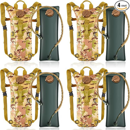 4 Pack Tactical Hydration Backpack with 3L Water Bladder Military Daypack Water Backpack Lightweight Hydration Back Pack for Running Cycling Climbing Hiking for Men Women