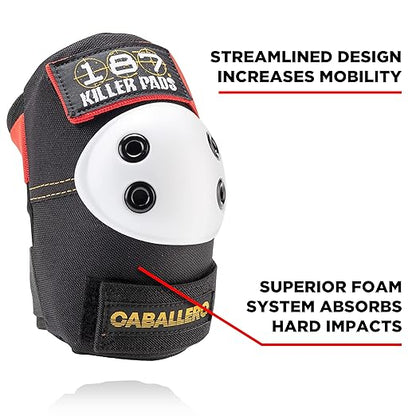 187 KILLER PADS Six Pack Pad Set, Elbow Pads, Knee Pads, and Wrist Guards - Ideal for Skateboarding, Roller Skating, and Inline Skating