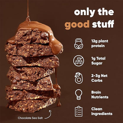 IQBAR Brain and Body Plant Protein Bars - Chocolate Lovers Variety - 36-Count Low Carb - Gluten Free, High Fiber, Vegan Snacks - Low Sugar Meal Replacement
