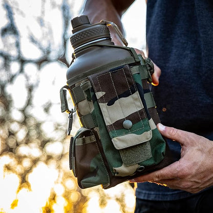 Iron InfideI Battle Bottle Sleeve - 64 oz and 32 oz Water Bottle Sleeve Only for Half Gallon 1L Steel Water Bottle | Rugged Cover with Molle for Versatile Design with Storage for Phone, Wallet & Keys