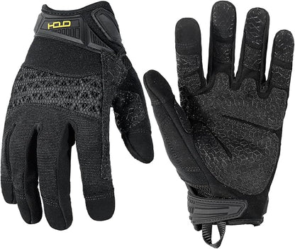 HANDLANDY Mens Work Gloves Touch screen, Utility Mechanic Gloves, Flexible Breathable Fit- Padded Knuckles & Palm