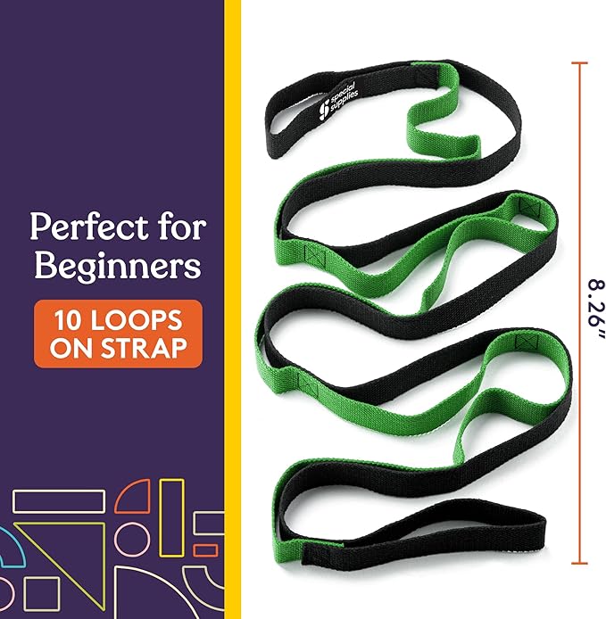 SPECIAL SUPPLIES Yoga Strap for Stretching, Stability Training, Fitness, Flexibility, Physical Therapy, Home Workout Equipment, Strength Training, and Pilates (Green)