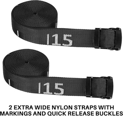 Teamaze Gymnastics Rings Straps with 15 FT Adjustable Number Buckle for Pull-Up Bar Workout Exercise Gym Hanging Rings Indoor (One Pair Strap Only)