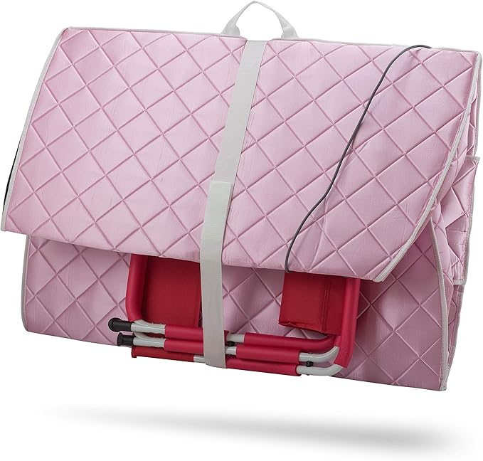 Durasage Personal Ultra Low EMF Portable Infrared Sauna Spa for Home – Detox, Relaxation, 30-Min Timer, Handheld Remote, Heated Footpad, and Chair (Light Pink)