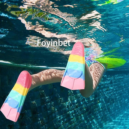Kids Swim Fins,Short Kids Fins Youth Swimming Flippers for Lap Swimming Training for Children Girls Boys Beginners