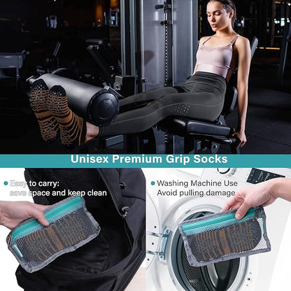 Hylaea Unisex Non Slip Socks with Grip for Yoga, Hospital, Pilates, Barre | Ankle, Cushioned