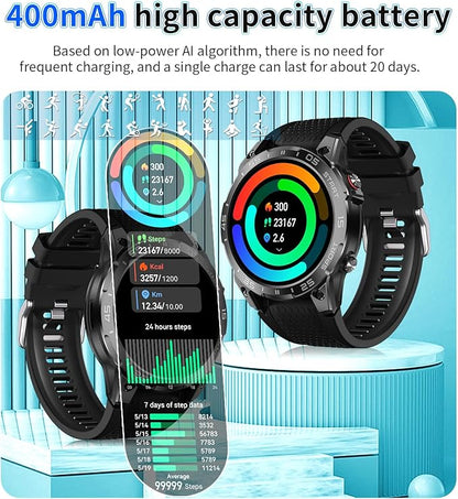 1.85 in Smart Watch for Men with Built-in Alexa, Full-Featured Fitness Tracking, Waterproof, Health Monitoring, Multiple Sports Modes, Compatible with Android and iOS