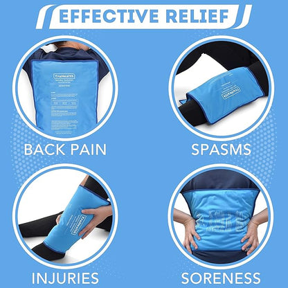 Extra Large Reusable Gel Ice Pack for Injuries & Pain Relief - 2-Pack, Extra Large - Blue - Hot & Cold Therapy Ice Bags for Injuries - Flexible, Leak-Free Design