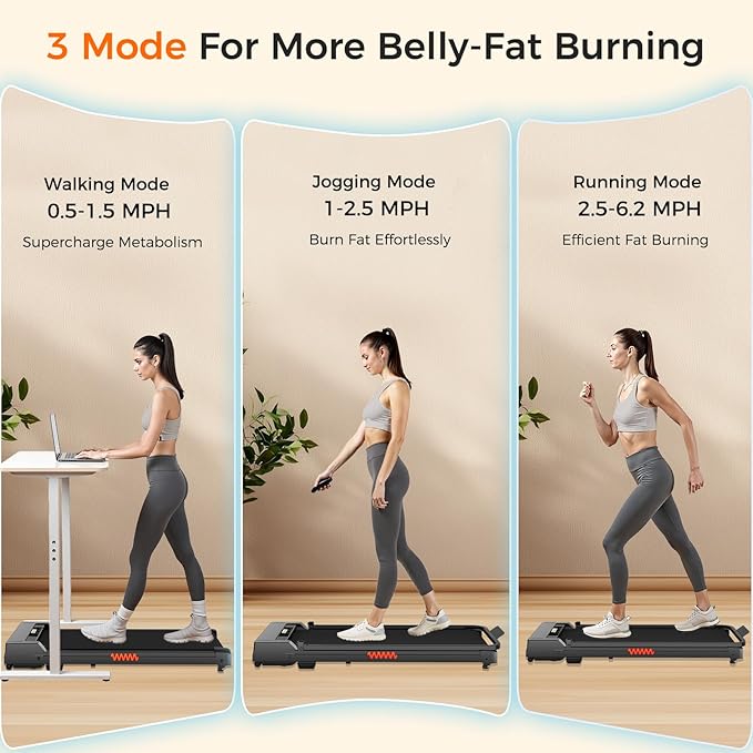 Under Desk Treadmill, 3.0HP Walking Pad with Handle Bar, Foldable Treadmills for Home Office, Running Machine with LED Display & Remote Control, Jogging Machine for Small Spaces