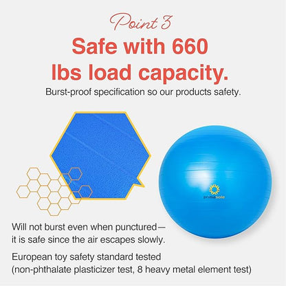 Exercise Ball for Balance Stability Fitness Workout Yoga Pilates at Home Office & Gym Birthing Ball for Pregnancy, Office Ball Chair