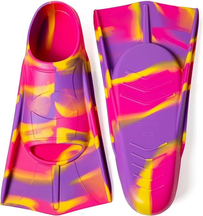 Kids Swim Fins,Short Comfortable Flippers for Lap Swimming and Training for Child,Girls,Boys,Beginners