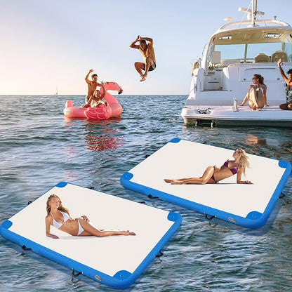 Inflatable Lake Float for Adults, Multi-Person Inflatable Swim Deck with None-Slip Surface, Swimming Water Platform, Floating Island - Dock - Raft for Pool & Beach, Lake, River Fun