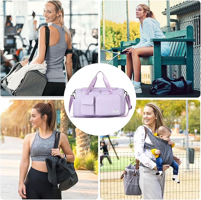 FIORETTO Women's Gym Duffle Bag with Shoes Compartment, 37L Capacity, Ideal for Travel, Gym, Sports, Duffel, Weekender