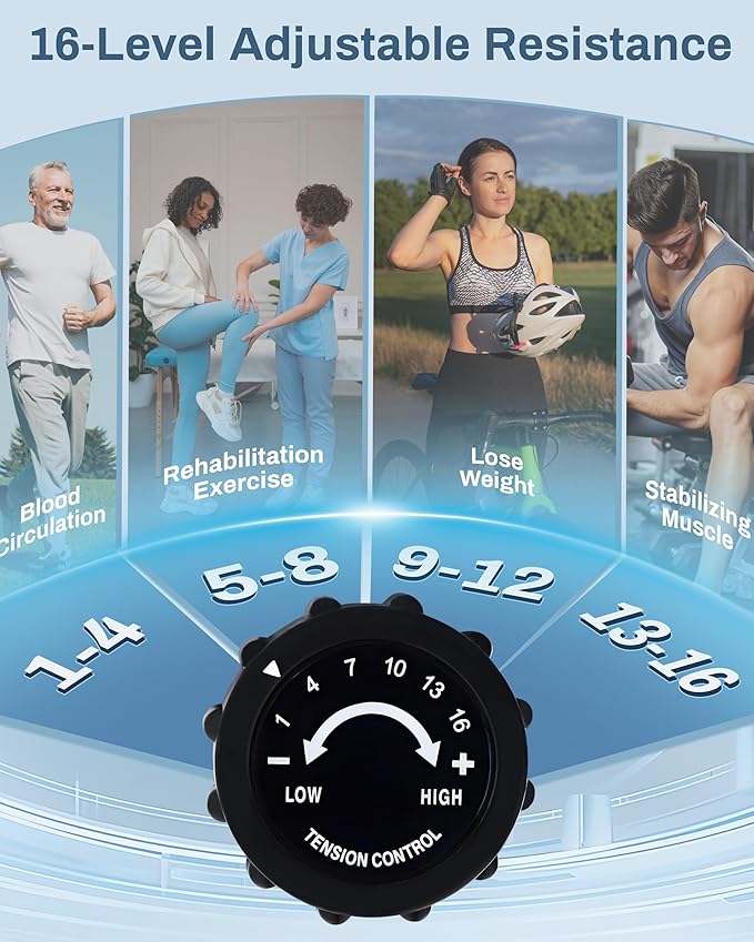 Recumbent Exercise Bike for Seniors - Quick Adjust Seat, Magnetic Recumbent Bike with Quiet 16-Level Resistance, 400LB Weight Capacity, Backlit LCD Monitor, Heart Rate Handle