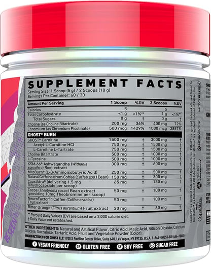 GHOST Burn Weight Management Powder, Passionfruit (60 Servings) - Metabolism & Energy Support Supplement for Men & Women - Natural Caffeine, L-Carnitine & L-Tyrosine - Gluten, Soy & Sugar-Free, Vegan