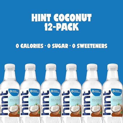 Hint Fruit-Infused Bottled Water, Coconut - Sugar Free Flavored Water with Zero Calories, Naturally Flavored, and No Artificial Sweeteners - 16 Fl Oz (Pack of 12)